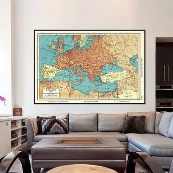 Винтажная карта Европы 1941 года, английская версия, постеры, настенная картина для декора гостиной, без рамки A2-59*42cm