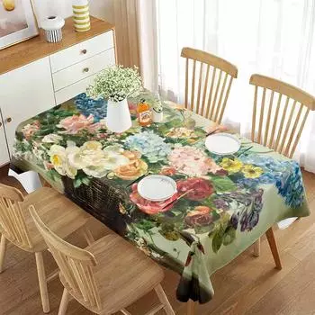 Винтажная картина маслом, цветочная скатерть, европейский стиль ретро, прямоугольная скатерть для гостиной, столовой, вечеринки, свадьбы, банкета 40x70cm 15x27inch