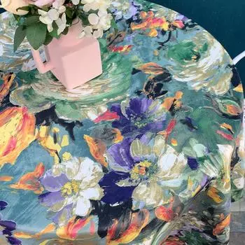 Винтажная картина маслом, ткань для обеденного стола, домашняя Нескользящая скатерть для журнального столика, скатерть для стола, полотенце, ткань с основной подушкой 132*132 фиолетовый