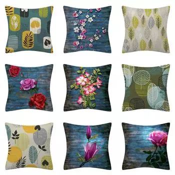 Винтажная картина маслом в стиле растительного принта, украшение для дома, гостиной, дивана, спальни, декоративная подушка, наволочка 40X40CM