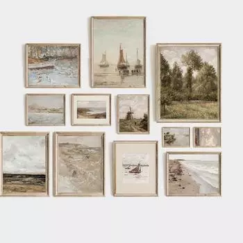 Винтажная картина на холсте, нейтральный парусник, акварельный постер и принт, украшение для дома с озером, фотографии для гостиной, домашний декор 21x30cm No Frame