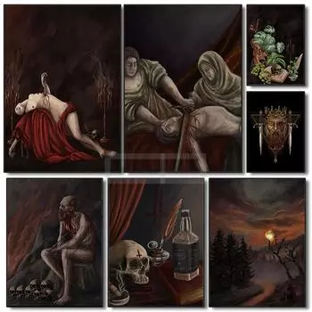 Винтажная картина «Тьма» Плакат, абстрактный темный портрет, средневековье, принты, холст, настенная живопись, картины, домашний декор комнаты 21x30cm No Framed