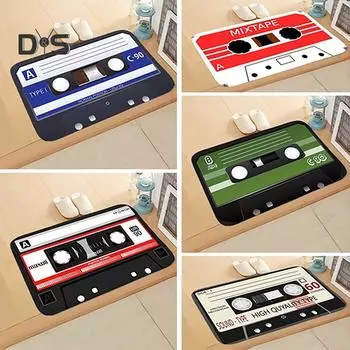 Винтажная кассетная лента, нескользящий прямоугольный дверной коврик, ковер, декор для входа на пол 1