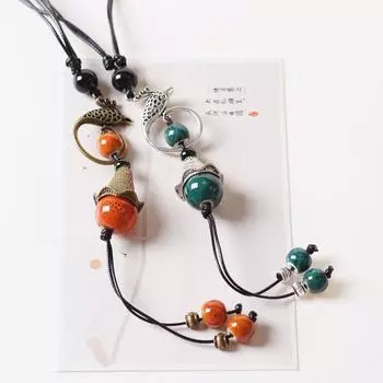 Винтажная керамическая цепочка для свитера в старинном стиле, плетеное ожерелье в виде феникса, ювелирные изделия в стиле бохо