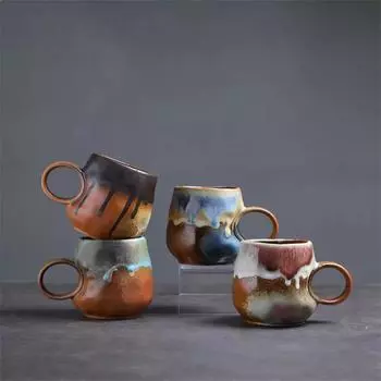 Винтажная керамическая кружка для дома, офисная грубая керамика, кофейная кружка, кружка для послеобеденного чая 201-300ml