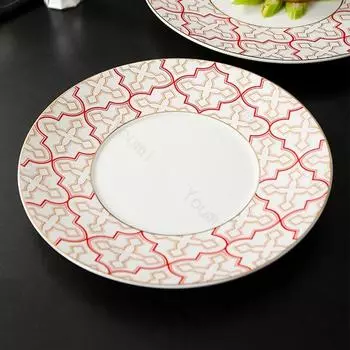 Винтажная керамическая тарелка в китайском стиле, легкая, роскошная, для ресторана, салатов, десертов, изысканных блюд, домашней утвари
