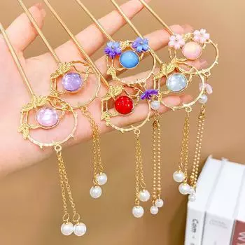 Винтажная китайская палочка для волос Hanfu, женская металлическая глазурь, вилка для волос, палочки для еды, шпилька, женские аксессуары, ювелирные изделия