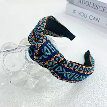 Винтажная клетчатая повязка на голову в богемном стиле для женщин, девушек, для шопинга, вечеринки, головной убор, шикарный верхний бант-узел, обруч для волос для дам, головные уборы