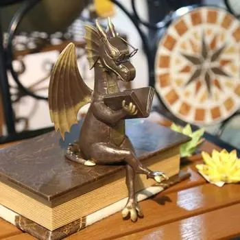 Винтажная книга для чтения, фигурка дракона, смоляная статуя летающего дракона в стиле вестерн, скульптура, модель, фигурка, украшение, игрушка, украшение для дома и офиса, рождество