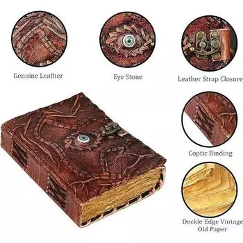 Винтажная книга заклинаний Фокус-Покус, кожаный журнал, дневник сглаза, рождественская книга 7 x 5 in коричневый