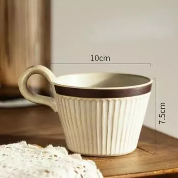Винтажная кофейная чашка, керамическая кружка, большая емкость, чашка для завтрака, овсяная чашка бежевый