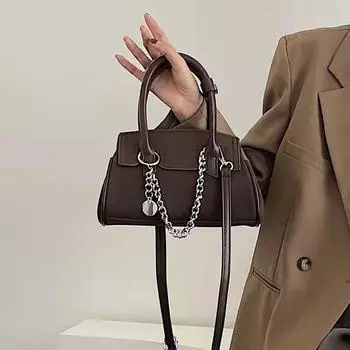 Винтажная кофейная сумка-мессенджер для женщин, новые популярные сумки для девушек с кожаной ручкой, шикарные однотонные сумки через плечо, женская ретро-сумка