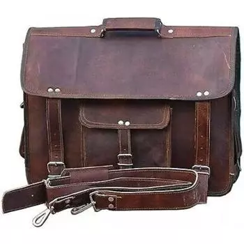 Винтажная коричневая кожаная сумка-мессенджер для ноутбука, кожаный портфель. 11 x 9 x 3 in коричневый