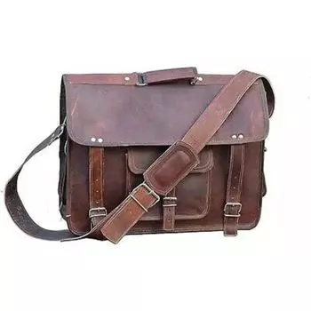 Винтажная коричневая кожаная сумка-мессенджер для ноутбука, кожаный портфель. 11 x 9 x 3 in коричневый