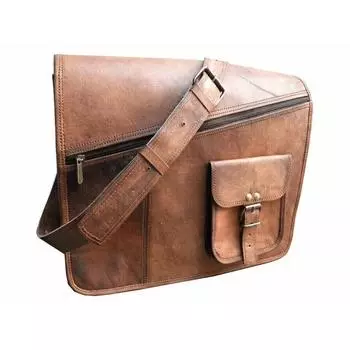 Винтажная коричневая сумка через плечо для ноутбука из разнообразной натуральной козьей кожи 11 x 15 in коричневый