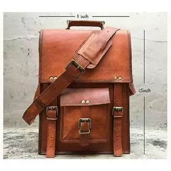 Винтажная коричневая сумка через плечо, сумка для ноутбука, портфель, мужской подарок, козья кожа 11X 15 X 4 inch коричневый