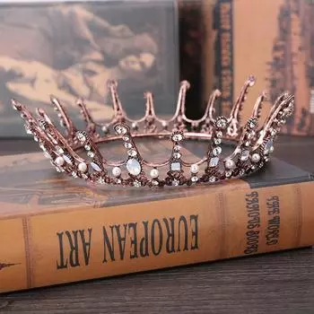 Винтажная королевская свадебная корона головной убор горный хрусталь хрустальная корона свадебный головной убор круглая корона тиара свадебные аксессуары для волос корона