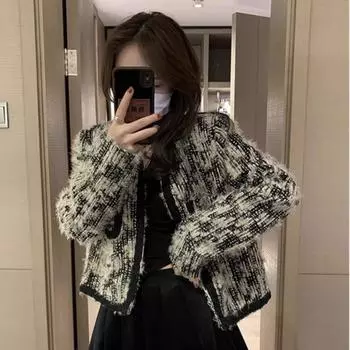 Винтажная короткая женская куртка во французском стиле, шикарная верхняя одежда в стиле ретро S