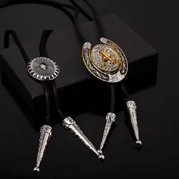 Винтажная ковбойская джазовая шляпа из сплава, галстук-боло для мужчин и женщин, кожаная веревка, длинное ожерелье, свитер с цепочкой, рубашки, аксессуары, ювелирные изделия