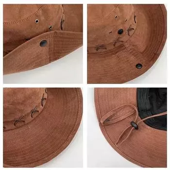 Винтажная ковбойская шляпа в стиле вестерн для детей, малышей, ветер, лето, отдых на море, солнцезащитный козырек, шляпа с большими полями, панама M56-58cm чёрный