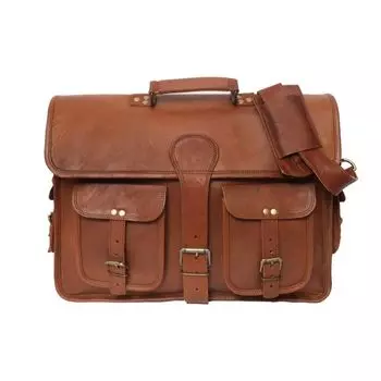 Винтажная кожаная дорожная сумка-мессенджер ручной работы, офисная сумка через плечо, портфель для ноутбука, компьютерная сумка-портфель для колледжа для мужчин и женщин 16 in коричневый