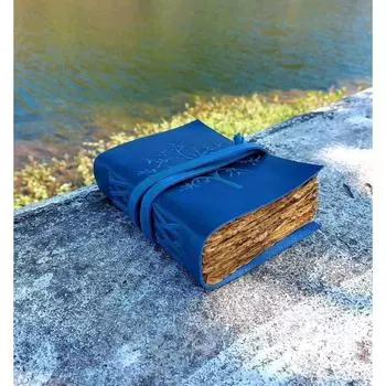 Винтажная кожаная кельтская Книга теней «Древо жизни» Пустая карманная книга заклинаний 7 x 5 in синий