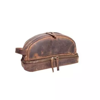 Винтажная кожаная косметичка для туалетных принадлежностей Hunter из натуральной кожи унисекс 17 x 8 x 11 коричневый