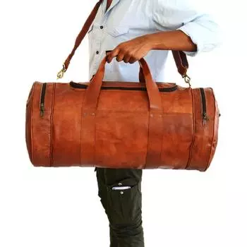Винтажная кожаная спортивная сумка Jony, натуральный дорожный чемодан ручной работы, спортивная сумка для занятий спортом на выходные, для мужчин и женщин. 20 x 11 x 11 in коричневый