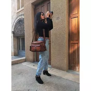 Винтажная кожаная сумка через плечо для зеркальной и зеркальной камеры для всех Len s 9 x 11 x 4 in коричневый