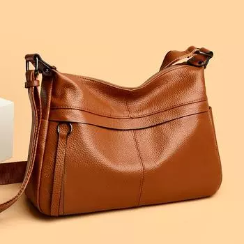 Винтажная кожаная сумка через плечо для женщин, прочная роскошная сумка, женская сумка-мессенджер из натуральной кожи