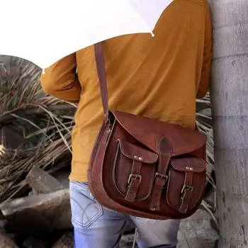 Винтажная кожаная сумка через плечо, кожаная сумка, кожаная сумка через плечо, кожаная сумочка, седельная сумка, кожаная сумка, идея подарка на день рождения для нее 13 x 10 x 3 in коричневый