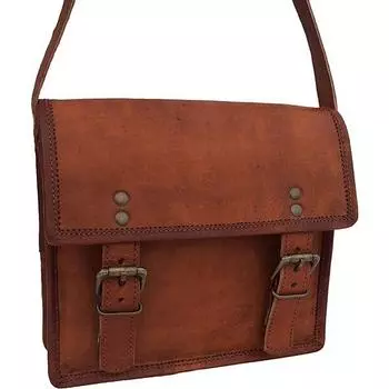 Винтажная кожаная сумка через плечо ручной работы для мальчиков и девочек-подростков, сумка-мессенджер, 9-дюймовый мини, коричневый 9 x 7 x 3 in коричневый