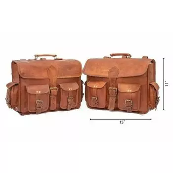 Винтажная кожаная сумка для мотоцикла ручной работы, кофры, седельные сумки, 2-сторонняя седельная сумка 15 x 11 x 5 in коричневый