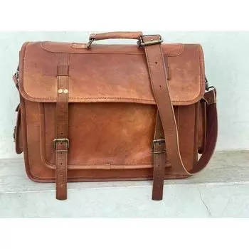 Винтажная кожаная сумка-мессенджер для ноутбука, новая мужская сумка через плечо 12 x 16 x 5 in коричневый