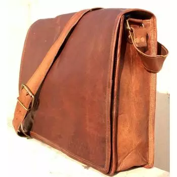 Винтажная кожаная сумка-мессенджер из натуральной кожи, коричневая натуральная сумка-портфель для ноутбука 11 x 15 in коричневый