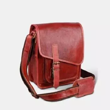 Винтажная кожаная сумка-мессенджер ручной работы, повседневная сумка через плечо, сумка-слинг 11 x 9 x 3.5 коричневый