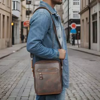 Винтажная кожаная сумка мужская сумка через плечо Crazy Horse кожаная мужская сумка через плечо Head Layer Cowhide Crossbody Bag темный кофе