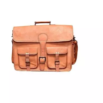 Винтажная кожаная сумка Мужская сумка-мессенджер через плечо Сумка для ноутбука Портфель 15 x 11 x 4 in