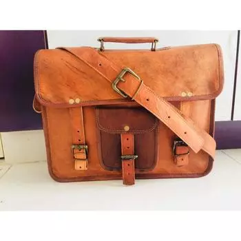 Винтажная кожаная сумка Мужская сумка-мессенджер через плечо Сумка для ноутбука Портфель Сумка-планшет 16 x 12 x 5 in