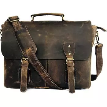 Винтажная кожаная сумка ручной работы для ноутбука, портфеля, лучшая компьютерная сумка, школьная состаренная сумка 18 x 13 x 5 in коричневый