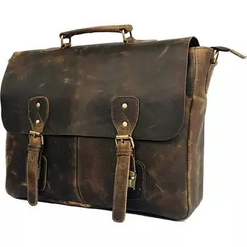 Винтажная кожаная сумка ручной работы для ноутбука, портфеля, лучшая компьютерная сумка, школьная состаренная сумка 18 x 13 x 5 in коричневый