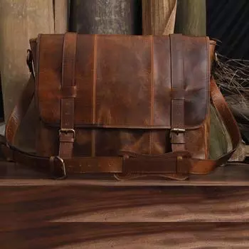 Винтажная кожаная сумка-тележка для ноутбука, офисная сумка-портфель, сумка через плечо для мужчин и женщин, рождественский подарок 18 x 13 x 5 in