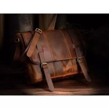 Винтажная кожаная сумка-тележка для ноутбука, офисная сумка-портфель, сумка через плечо для мужчин и женщин, рождественский подарок 18 x 13 x 5 in