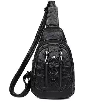 Винтажная кожаная женская сумка высокого качества, роскошная дизайнерская брендовая женская сумка на плечо, новая модная женская нагрудная сумка через плечо 18cm x 11cm x 28cm чёрный