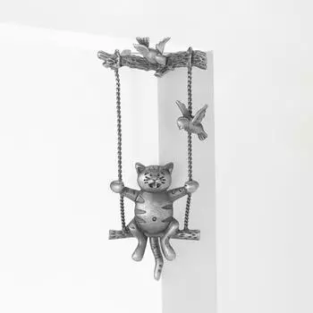 Винтажная креативная брошь в виде кошки-качели, персонализированная брошь-булавка в виде животного из сплава, аксессуары для платья и пиджака