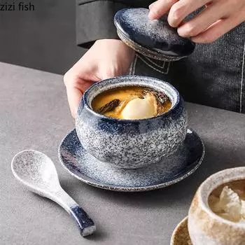 Винтажная креативная керамическая миска с крышкой Миска для супа Миска для вареных яиц Десертные миски Завтраки Ресторан Рекомендуемая посуда