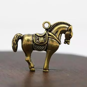 Винтажная креативная латунная статуя лошади ручной работы со знаком зодиака, статуя лошади, брелок, кулон, подарок на день рождения