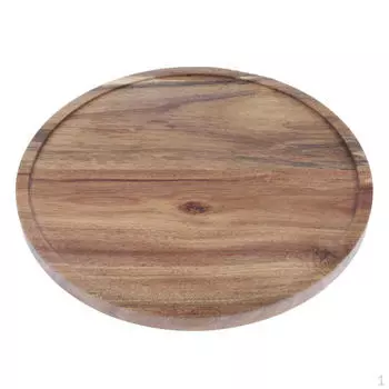 Винтажная круглая деревянная тарелка для торта из акации и ясность с ручками, B