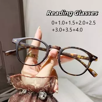 Винтажная круглая оправа для чтения, блокирующая синий свет, ультралегкие очки для пресбиопии, очки для дальнего зрения с высокой четкостью +4,0 0