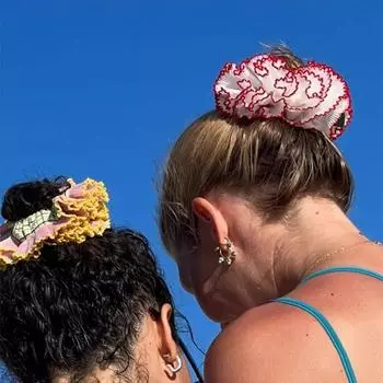 Винтажная кружевная петля для волос с цветком и завитыми краями, четырехслойная эластичная клетчатая повязка на голову, милые аксессуары для волос с толстым кишечником